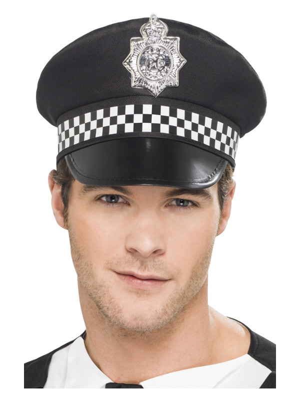 Police Panda Cap, Black, with Check Band
