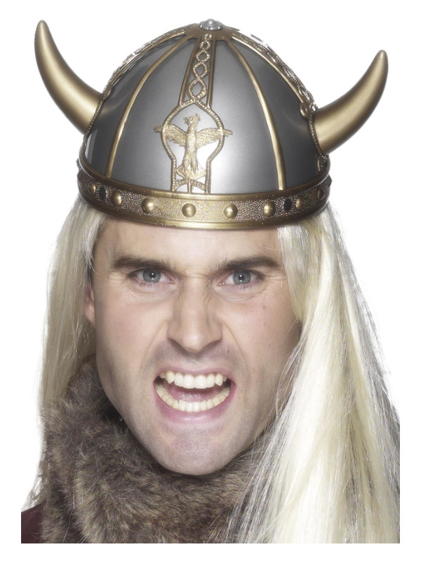 Viking Helmet, Silver, with Horns