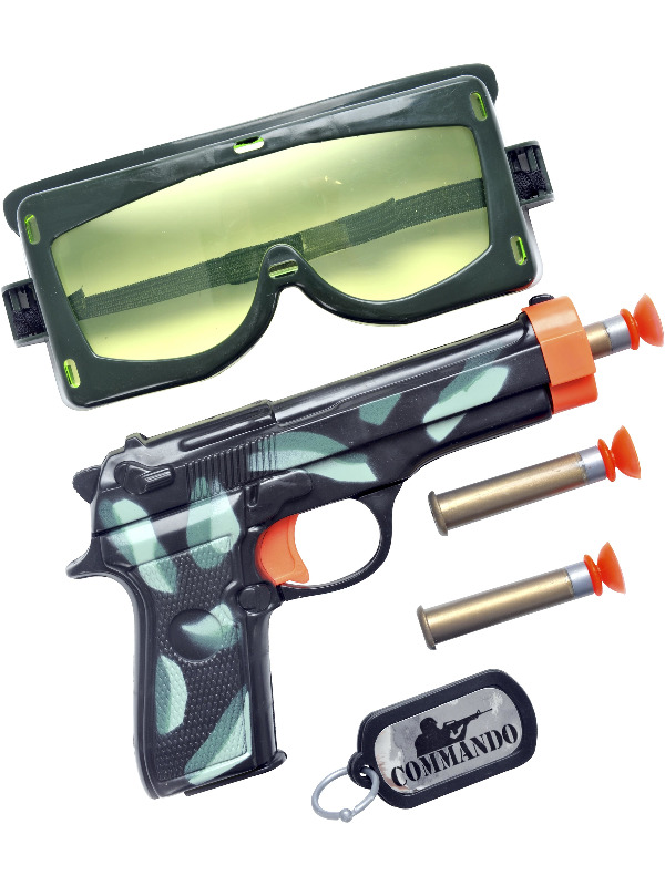 Military Set, with Gun, Bullets, Goggles and Dog Tag