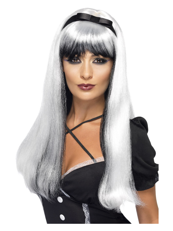 Bewitching Wig, White & Black