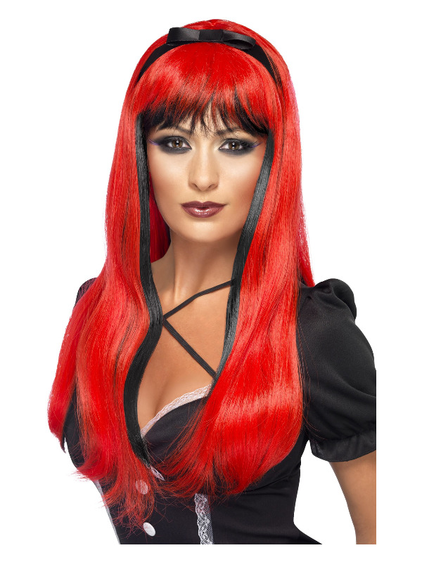 Bewitching Wig, Red & Black