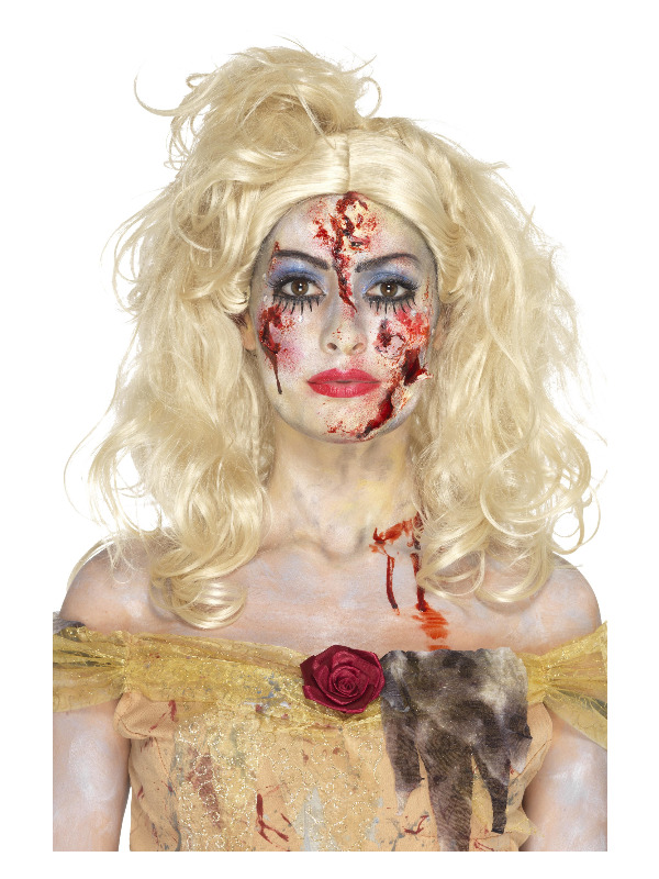 Smiffys Make-Up FX, Zombie Fairy Tale Kit, Aqua, with Facepaints, Lashes, Gems, Shimmer, Blood & Applicator