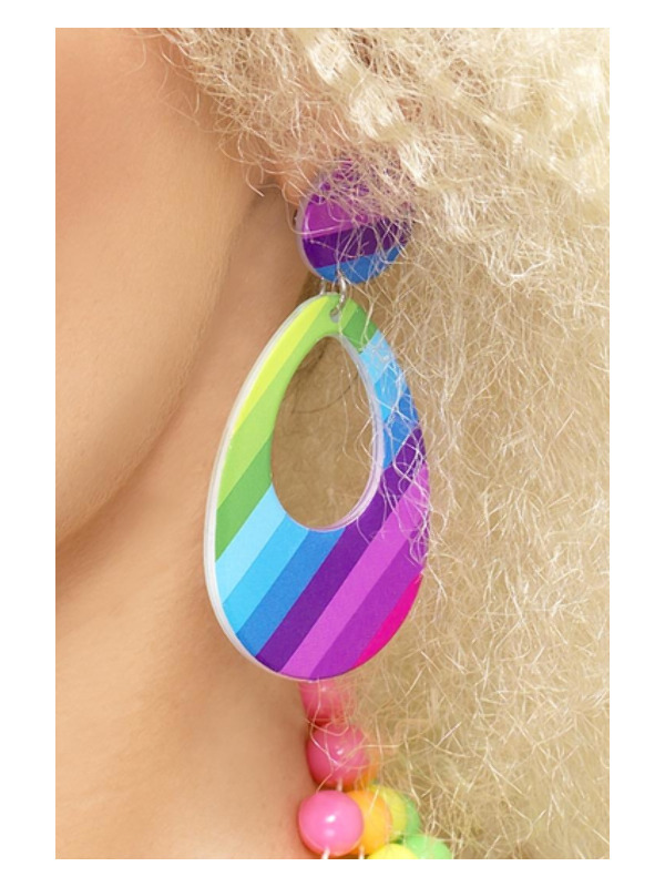 Teardrop Earrings, Neon Multi-Coloured
