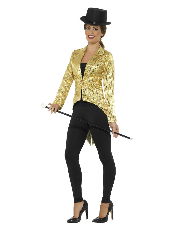 Sequin Tailcoat Jacket, Ladies, Gold