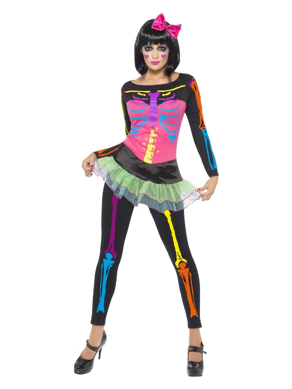 Neon Skeleton Costume, Black