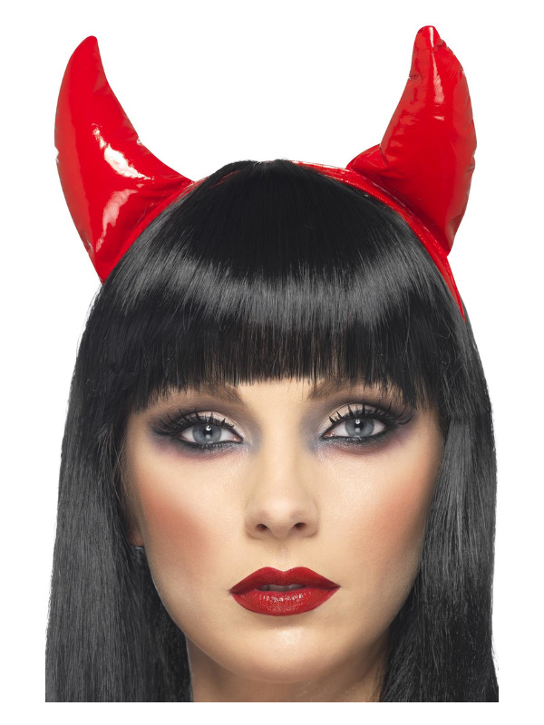 Devil Horns, Red, on Headband