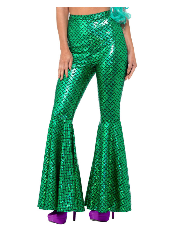 Mermaid Flared Trousers, Green