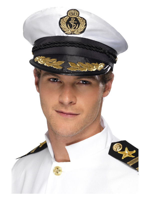 Captain Cap, White, with Golden Detail