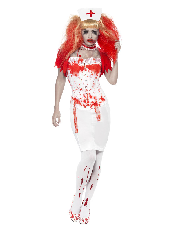 Blood Drip Nurse Costume, White