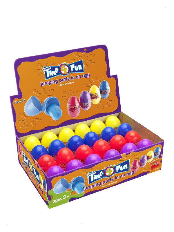 Jumping Putty in an Egg, Assorted Colours, 24