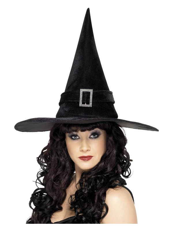 Witch Hat, Black, with Diamante Buckle