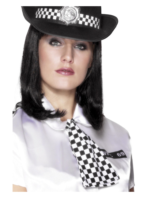 Policewoman's Scarf, Black & White, with Elastic Neck Band