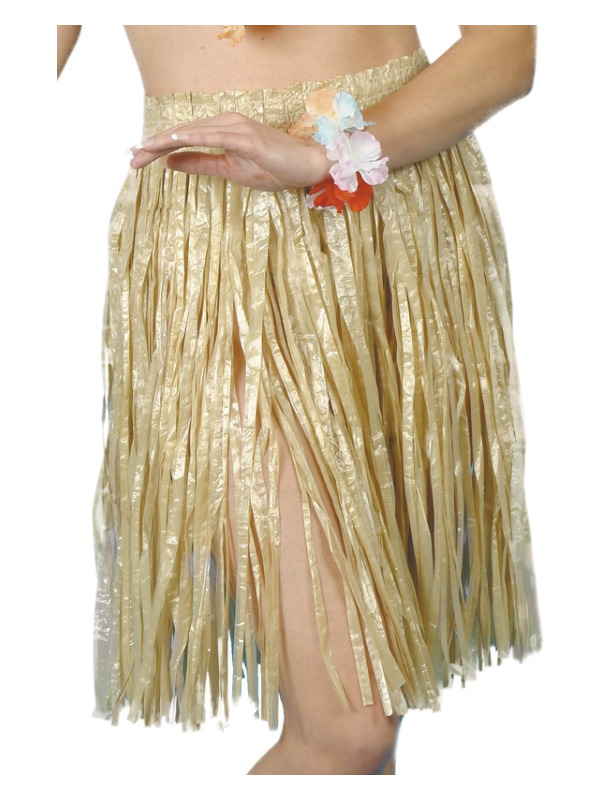 Hawaiian Hula Skirt, Yellow, with Elasticated Waist, 56cm/22 inches