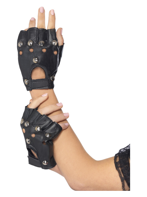 Punk Gloves, Black, with Studs