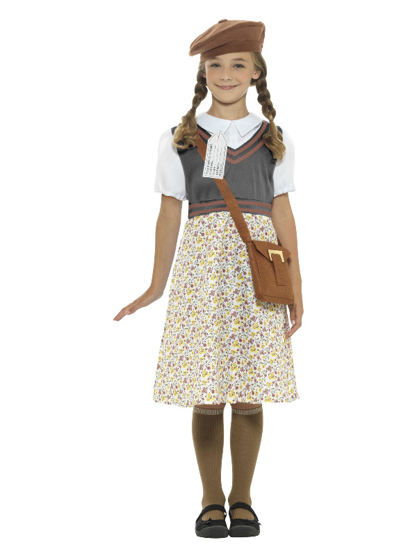 Evacuee School Girl Costume, Grey