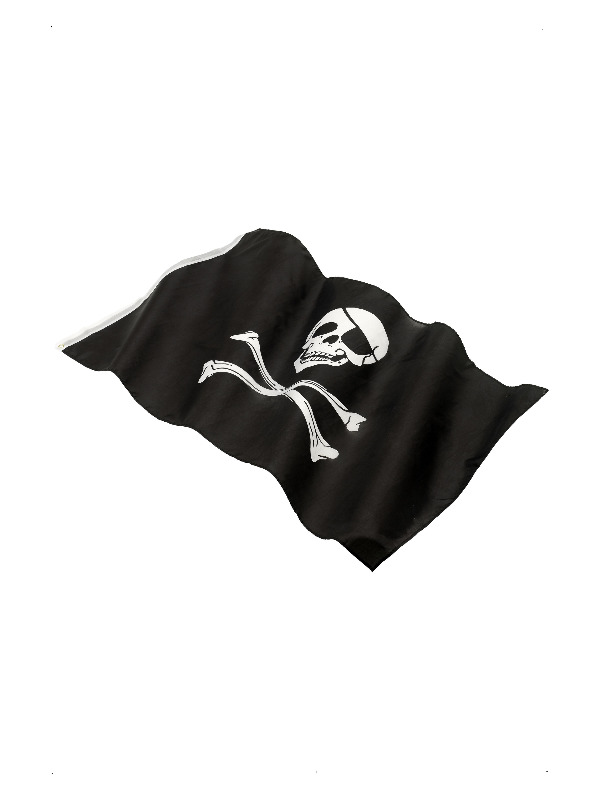 Pirate Flag, approx 152x91cm / 60x36in, Black, with Large Skull & Crossbones Print