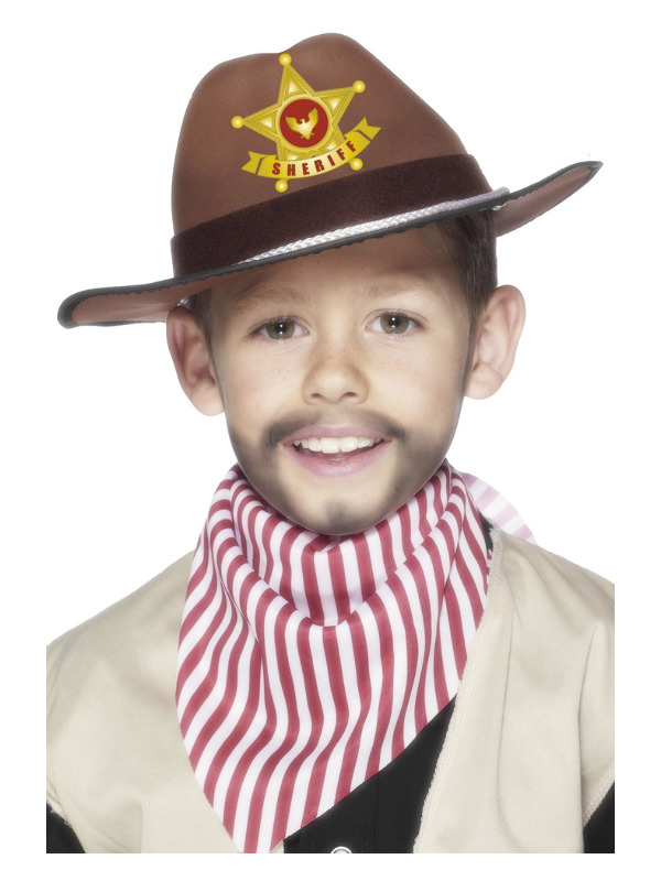 Cowboy Hat with Sheriff Badge, Brown, EVA