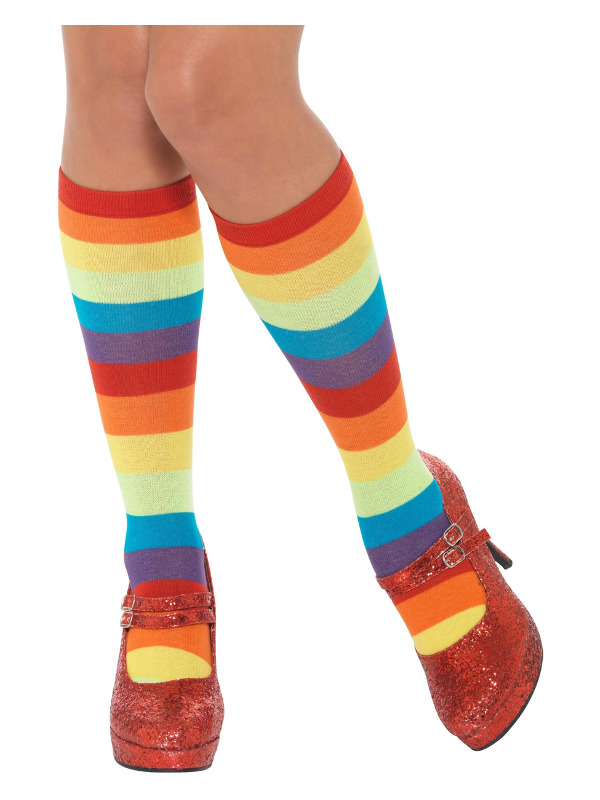 Rainbow Clown Socks, Unisex, Multi-Coloured, Short