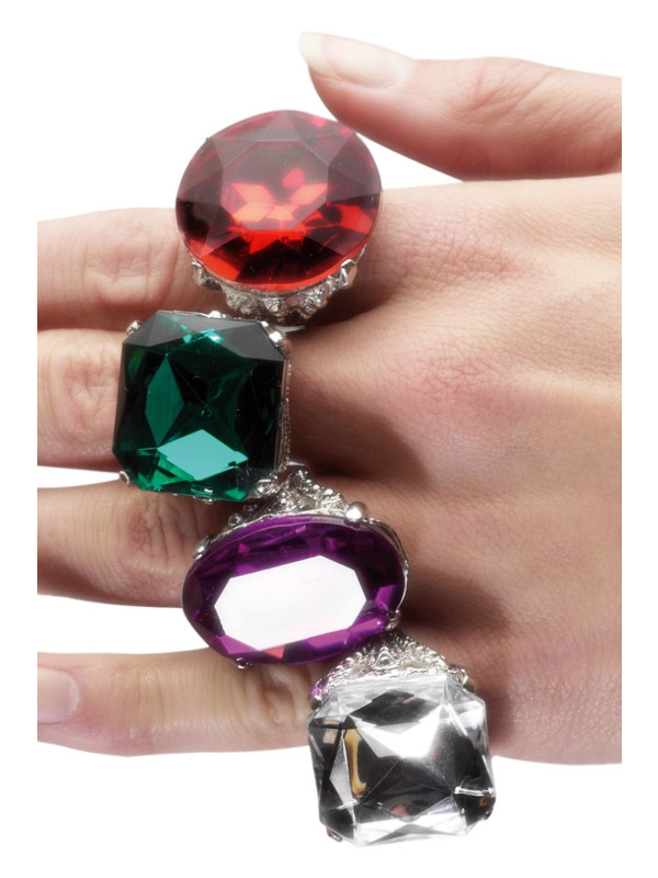 Assorted Rings, Multi-Coloured, with Jewels, 24