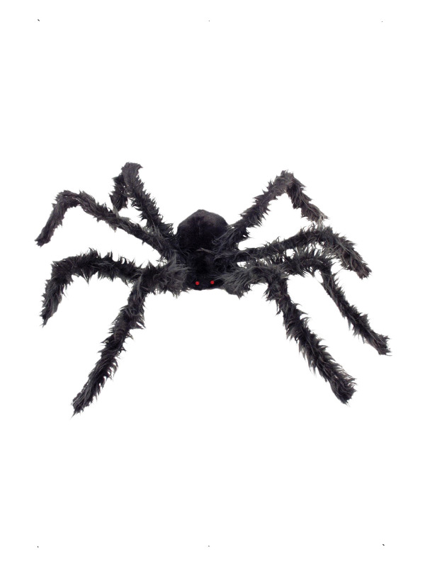 Giant Hairy Spider with Light Up Eyes, Black, with Bendy Legs, 102cm