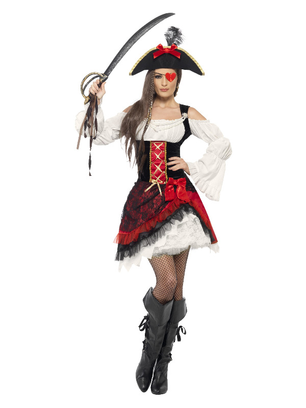 Glamorous Lady Pirate Costume, Red