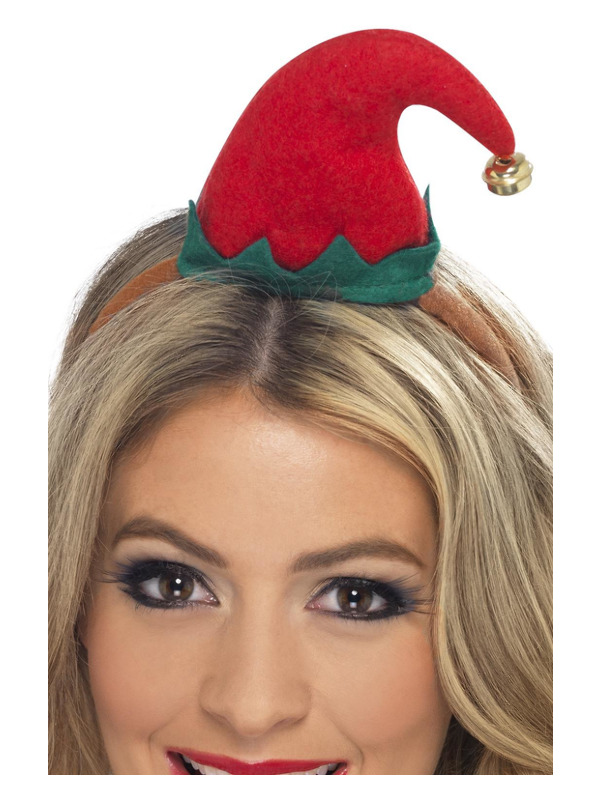 Mini Elf Hat, Red, on Headband