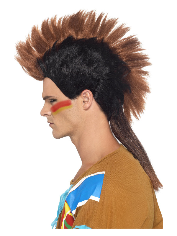 Native American Inspired Male Mohican Wig, Brown