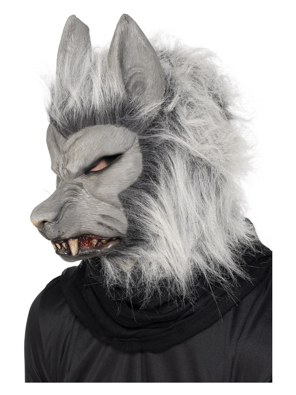 Werewolf Latex Mask, Grey, with Hair & Ears