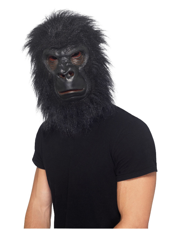 Gorilla Mask, Black, with Hair, Foam Latex