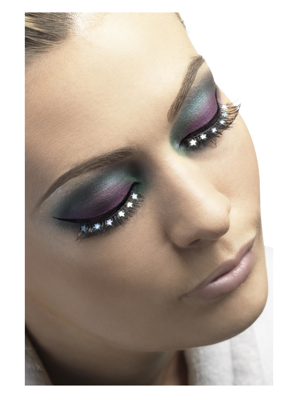 Eyelashes, Black with Stars, Black, Contains Glue