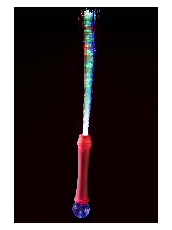 Fibre Optic Wand, Pink, with Disco Ball , 36cm / 14in