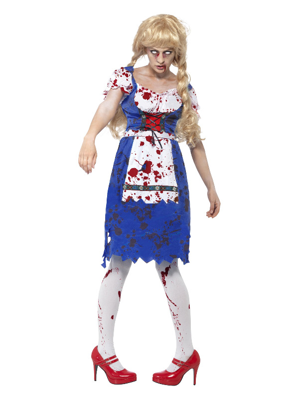 Zombie Bavarian Female Costume, Blue