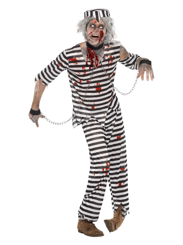 Zombie Convict Costume, Black & White