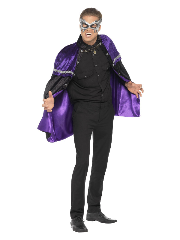 Phantom Masquerade Vampire Cape, Black & Purple