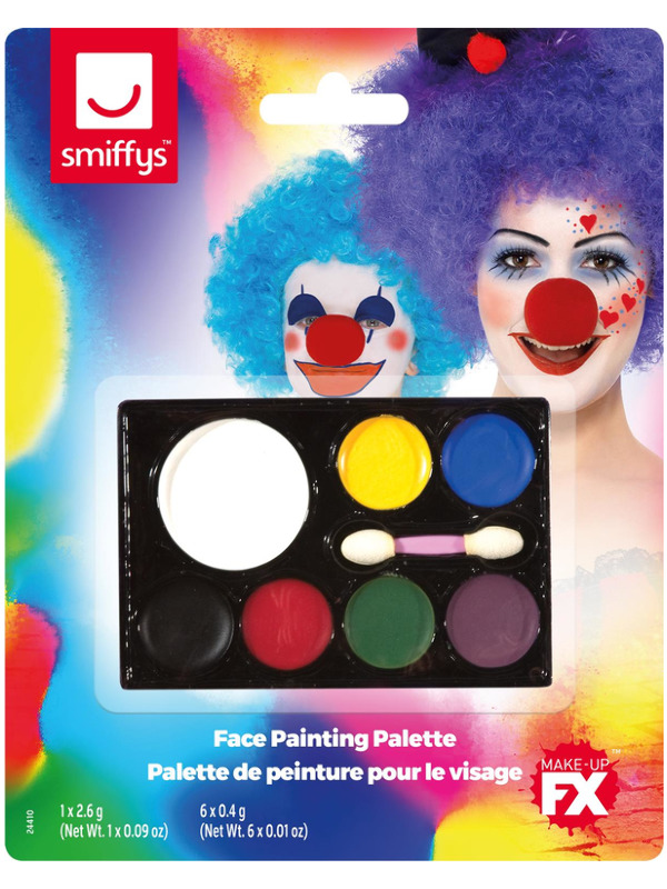 Smiffys Make-Up FX, 7 Colour Palette, Grease, with Facepaints & Applicator