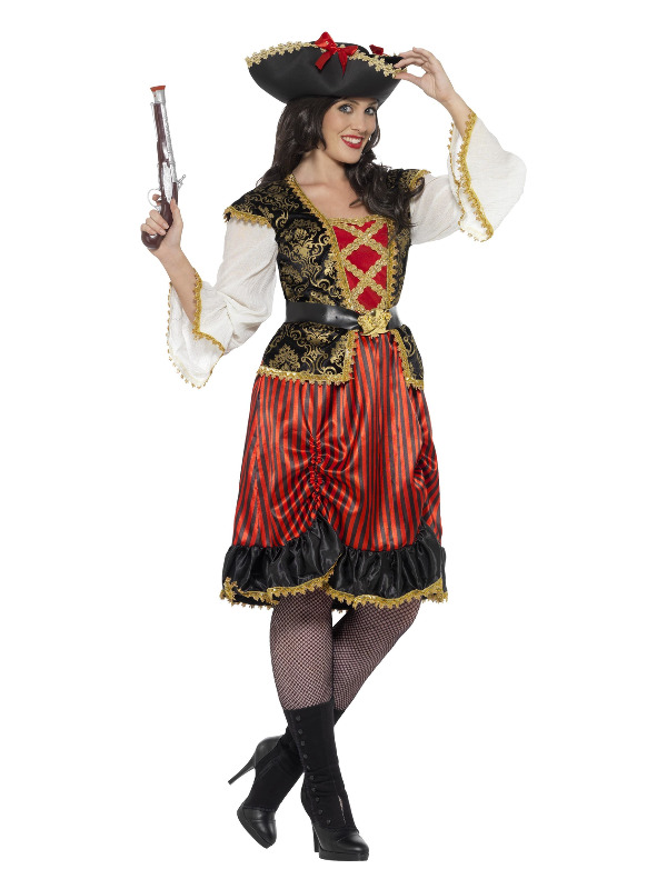 Curves Pirate Lady Costume, Red