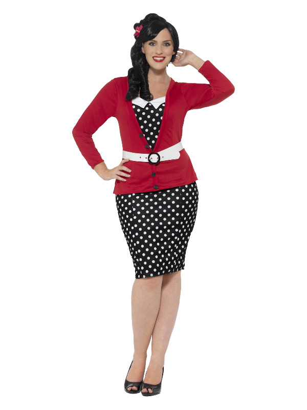 Curves 50s Pin Up Costume, Black & Red