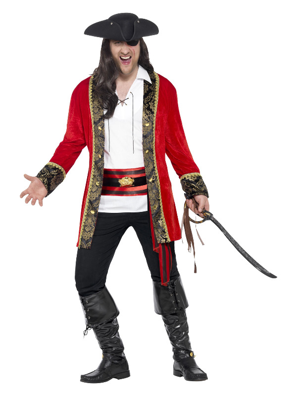 Curves Pirate Captain Costume, Red