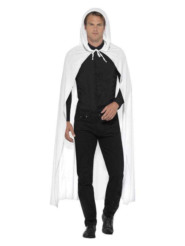 Hooded Cape, White, 75 in/191cm