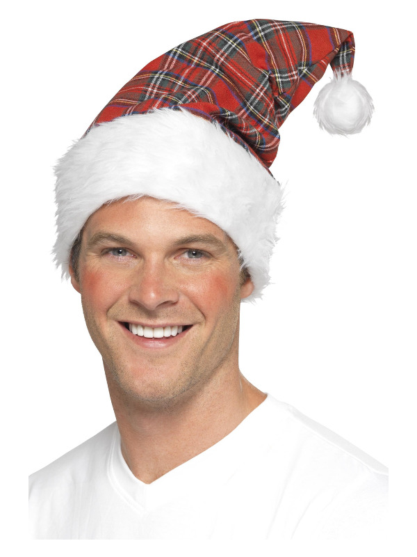 Tartan Santa Hat, Red