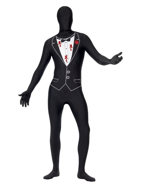 Shot Gangster Second Skin Costume, Black