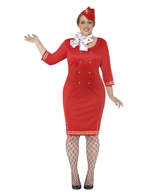 Curves Air Hostess Costume, Red