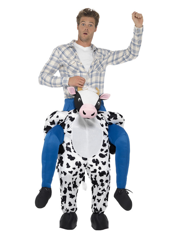 Piggyback Cow Costume, Black, One Piece Suit with Mock Legs