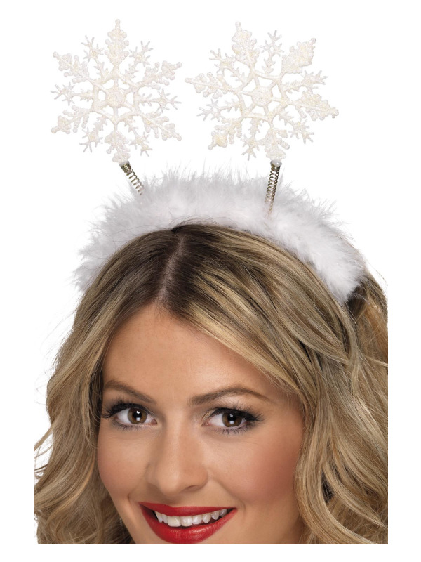 Snowflake Boppers, White, on Headband