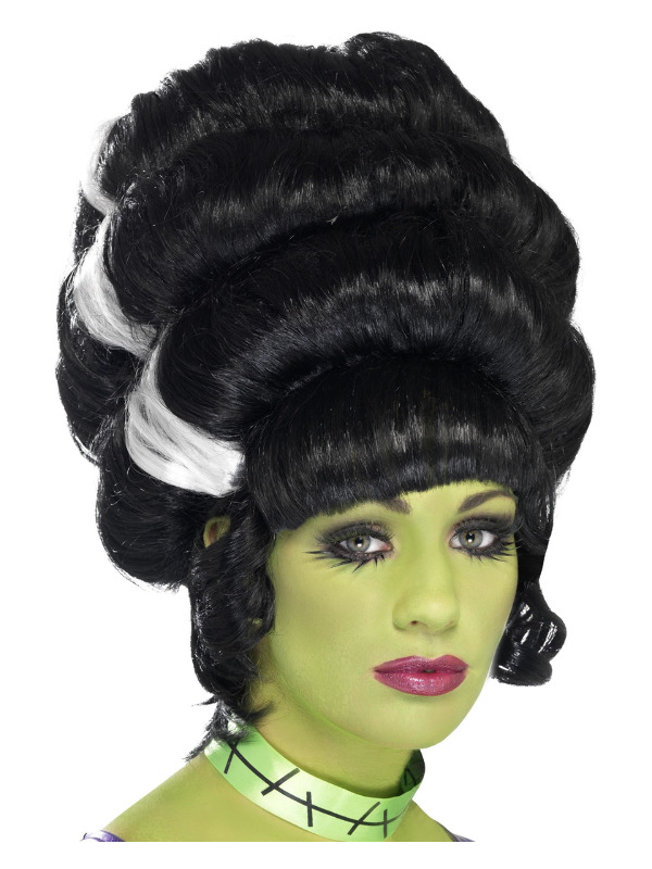 Pin Up Frankie Wig, Black, with White Streaks