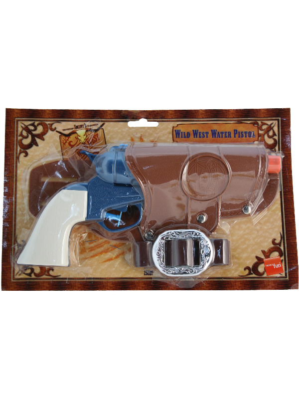 Western Water Pistol, Single Gun, Blue, with Holster and Belt