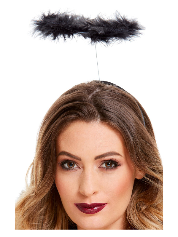 Marabou Angels Halo, Black, on Headband