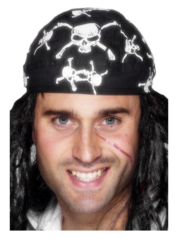 Pirate Bandana, Skull and Crossbones Design, Black, Ready Formed