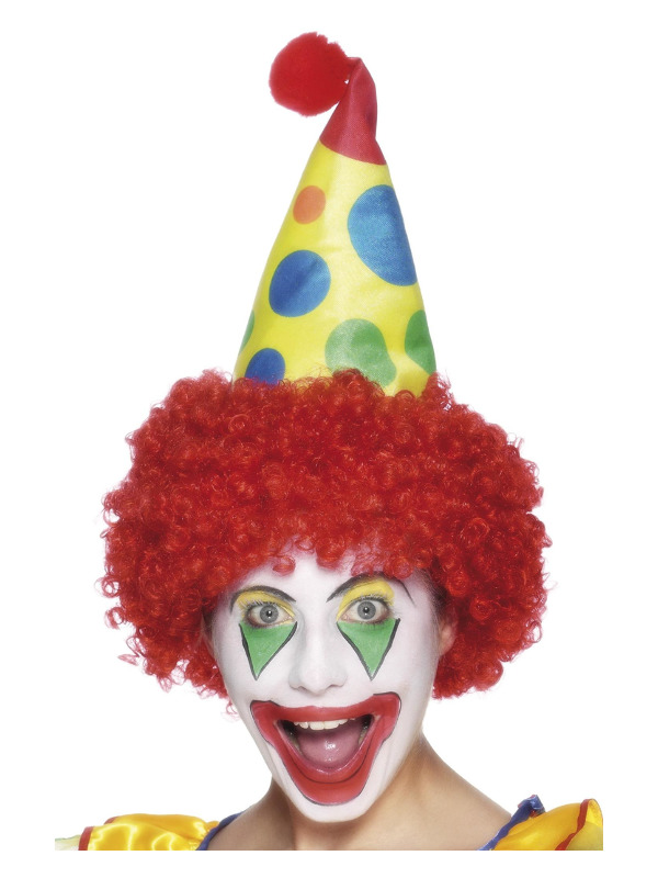 Clown Hat, Red, with Wig
