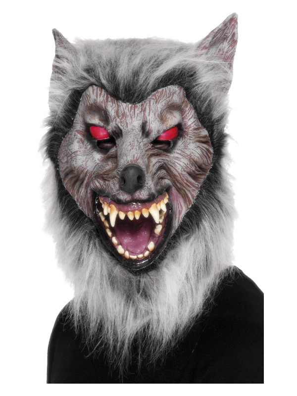 Prowler Wolf Mask, Grey, Overhead, Latex